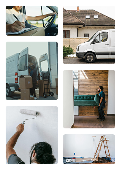 Collage de servicios y mudanzas